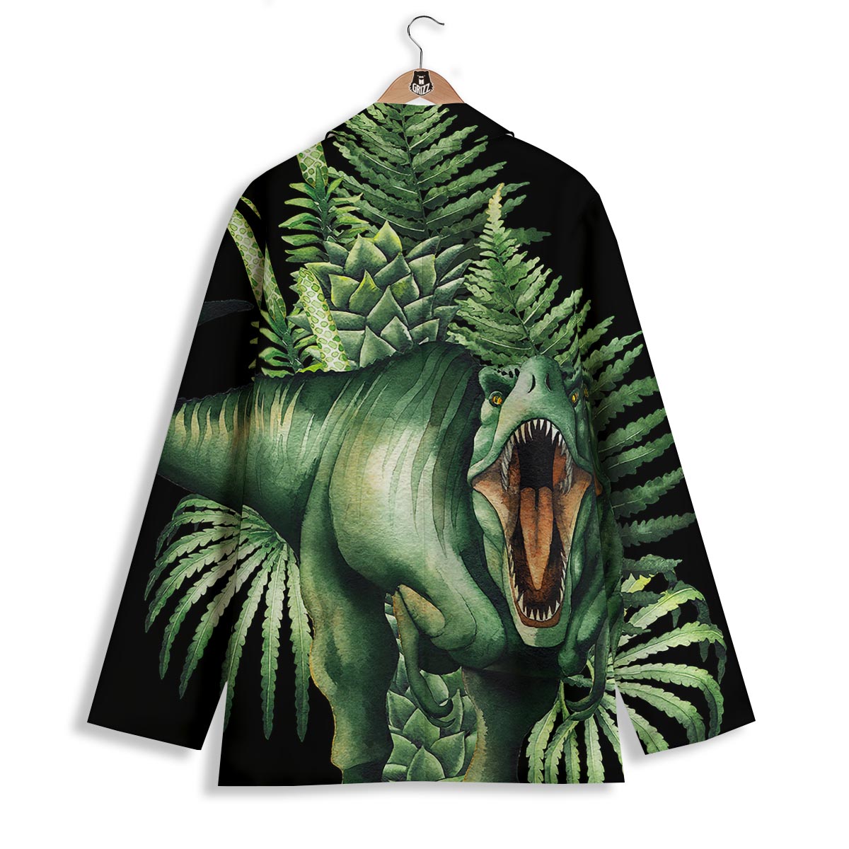 Dinosaur T Rex And Jurassic Plants Print Women's Blazer-grizzshop