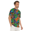 Dinosaur T-rex Graffiti Print Men's Golf Shirts-grizzshop