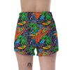 Dinosaur T-rex Graffiti Print Women's Shorts-grizzshop