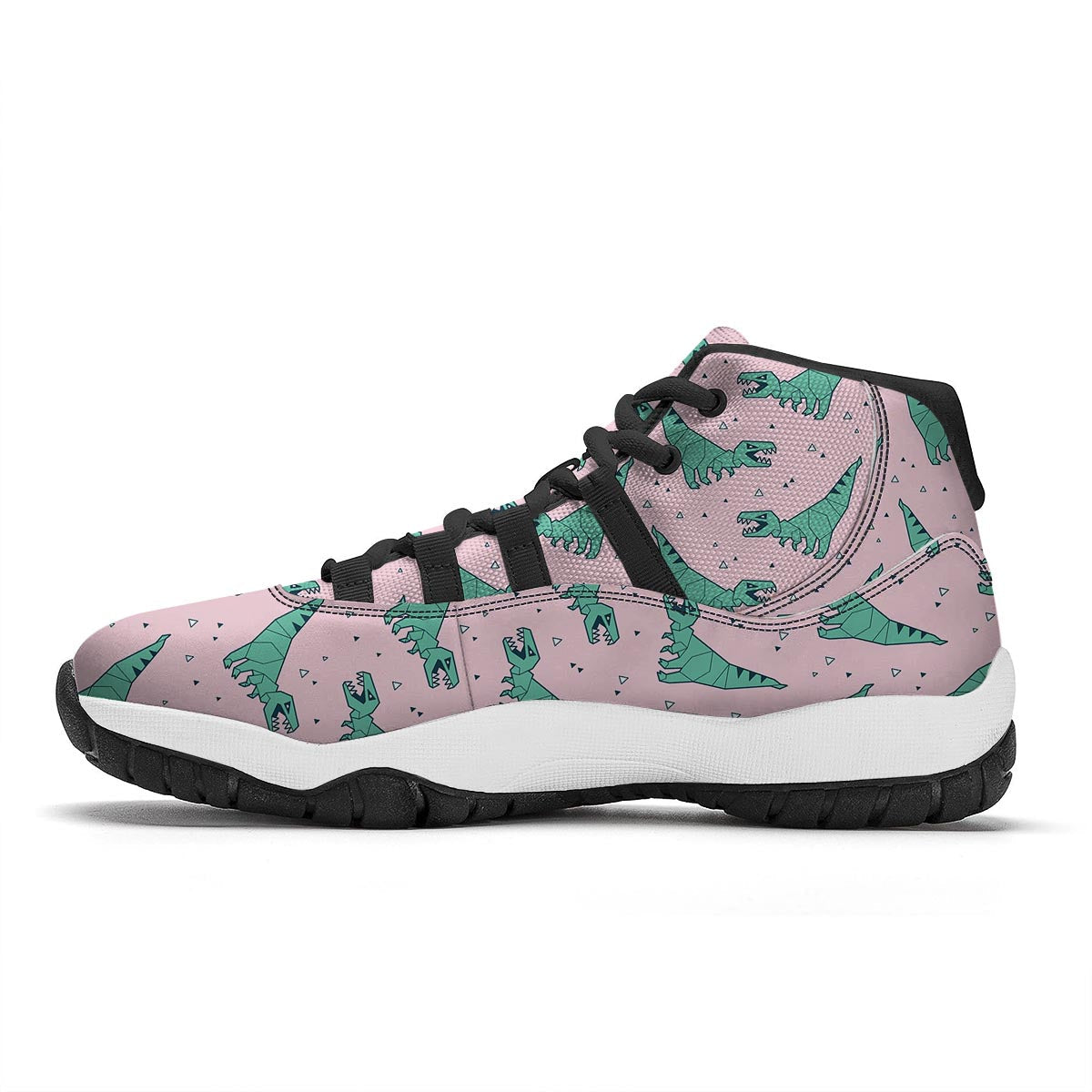Dinosaur T rex Pattern Print Black Bball Shoes-grizzshop