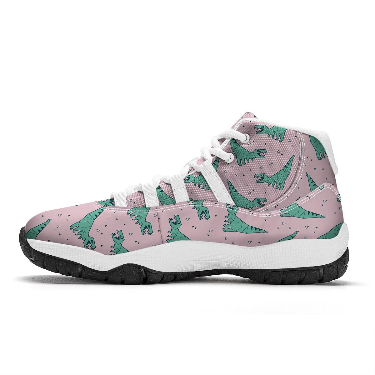 Dinosaur T rex Pattern Print White Bball Shoes-grizzshop