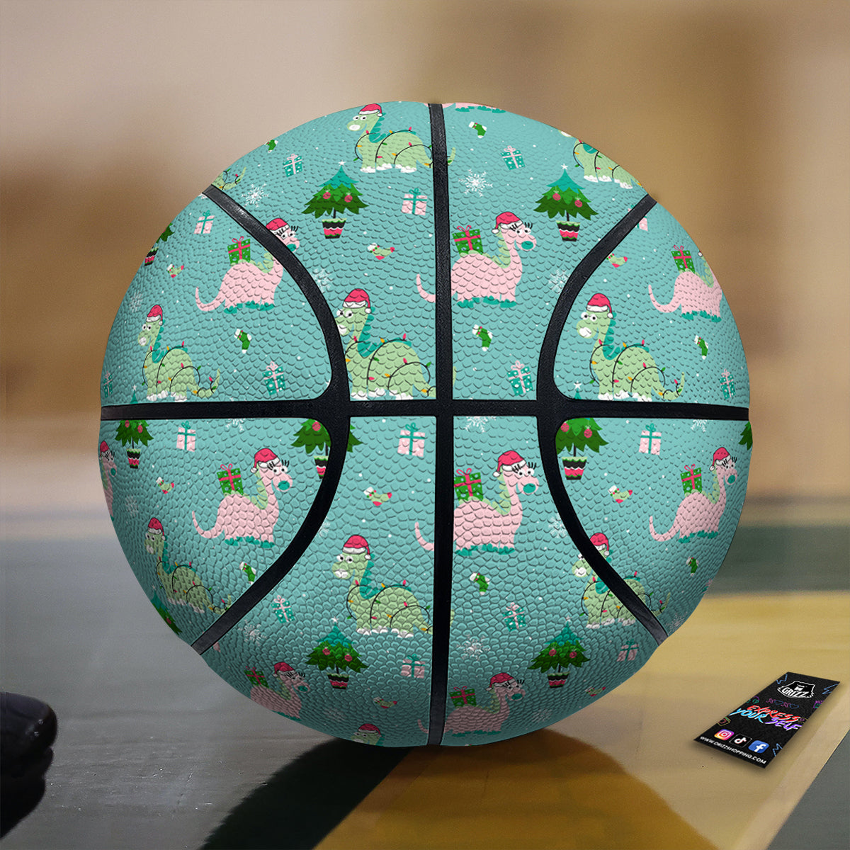 Dinosaur Xmas Print Pattern Basketball