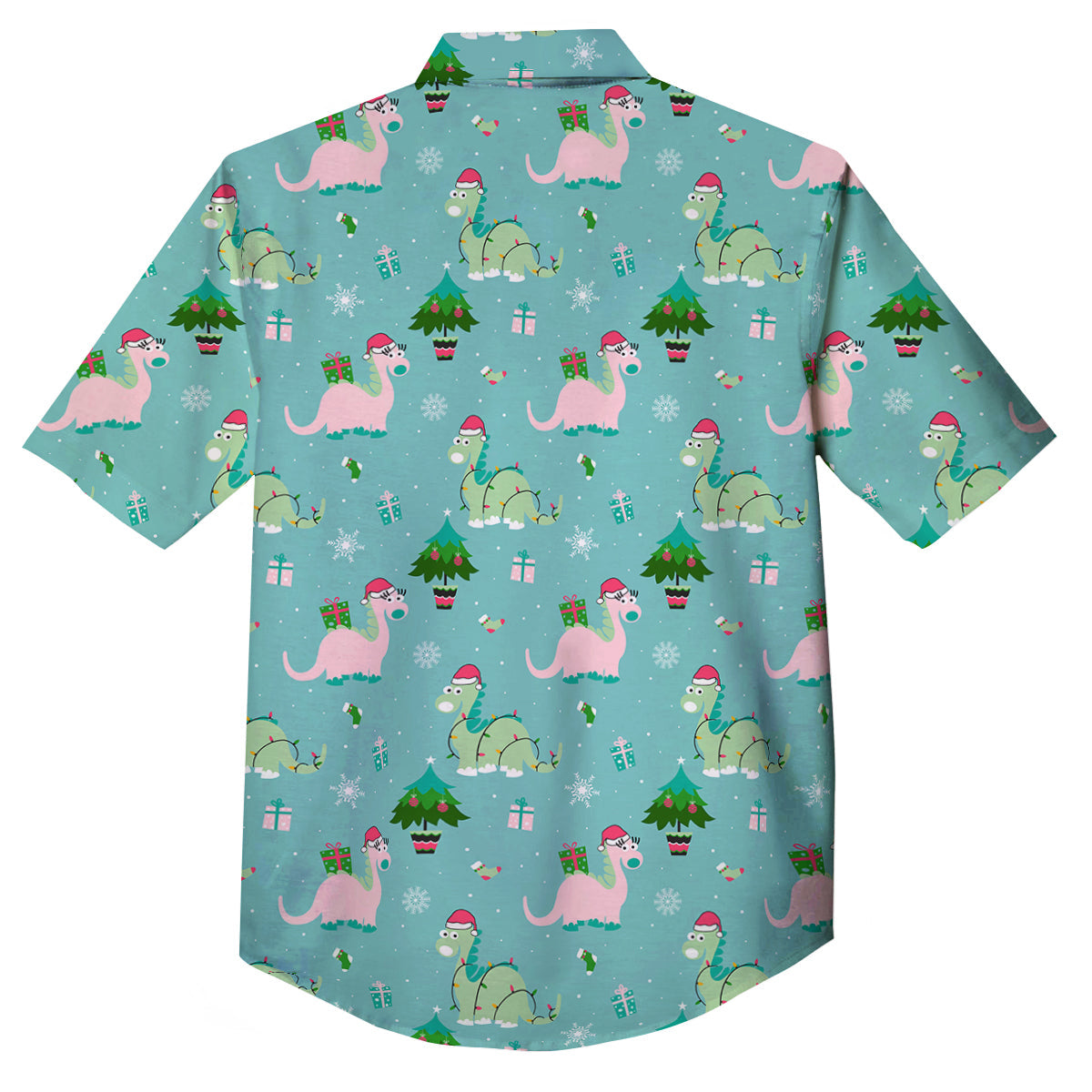 Dinosaur Xmas Print Pattern Button Up Shirt-grizzshop