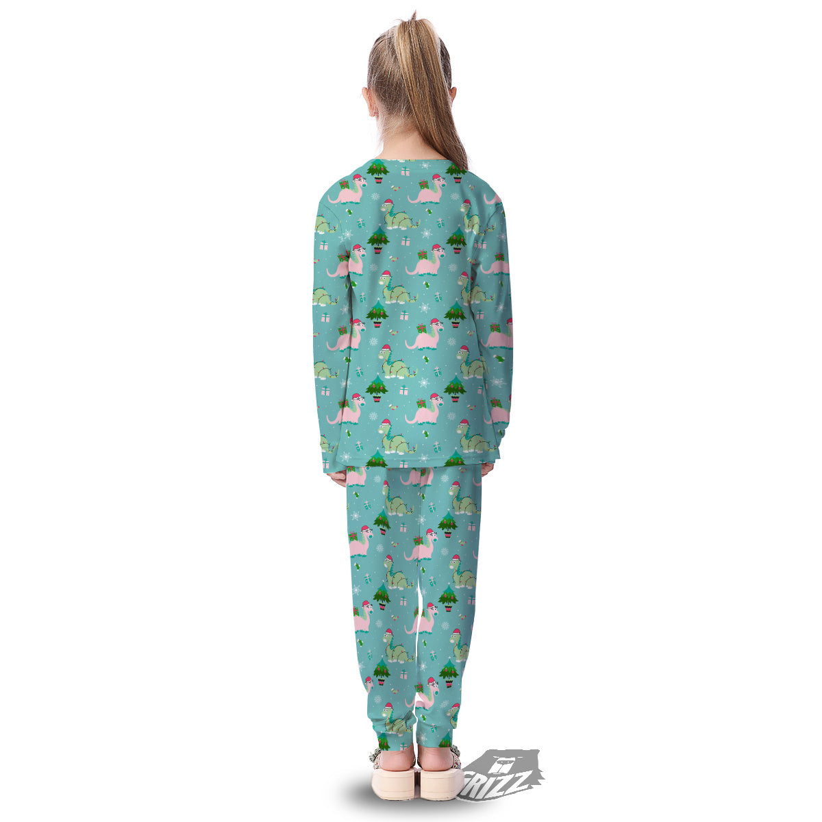 Dinosaur Xmas Print Pattern Kid's Pajamas-grizzshop