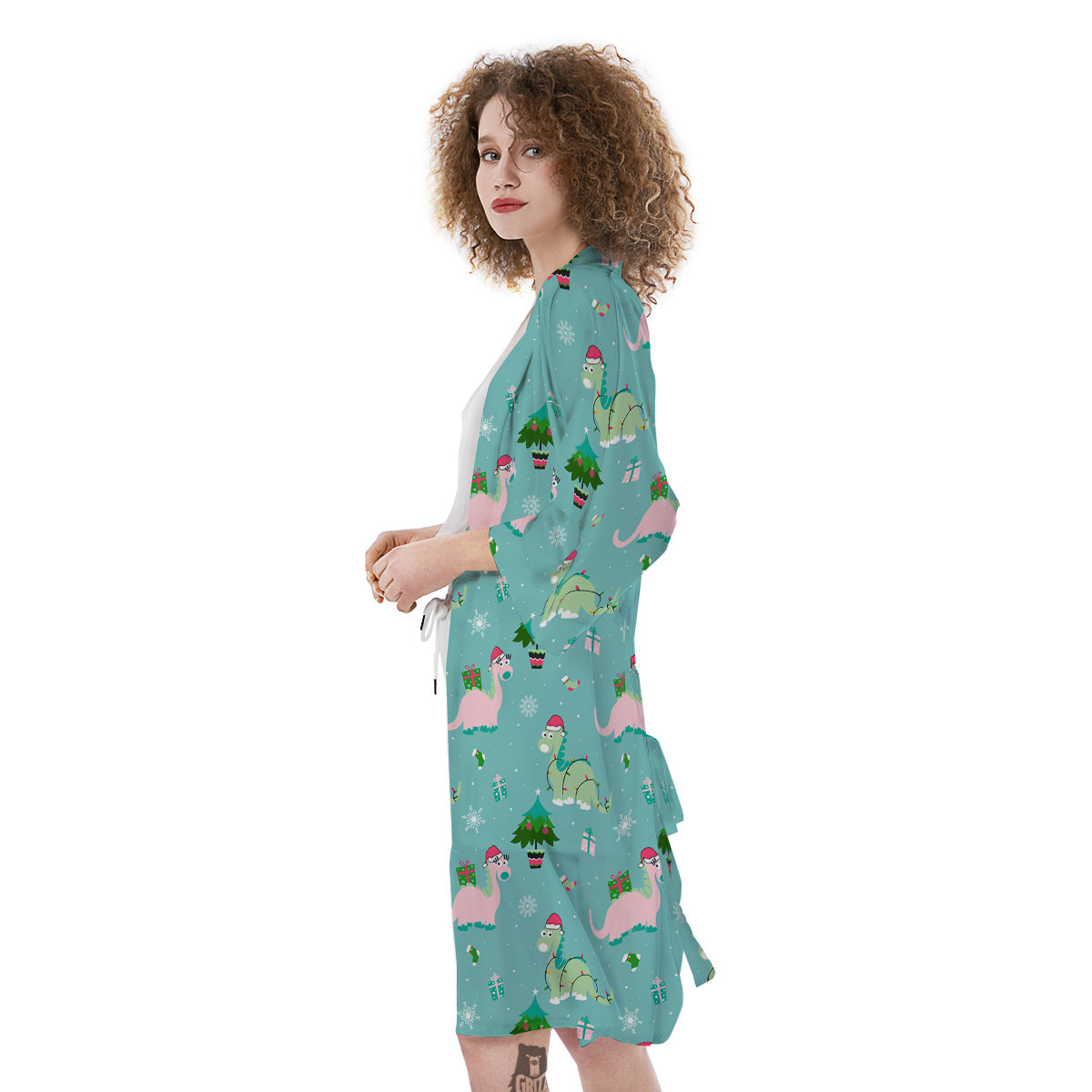Dinosaur Xmas Print Pattern Kimono-grizzshop