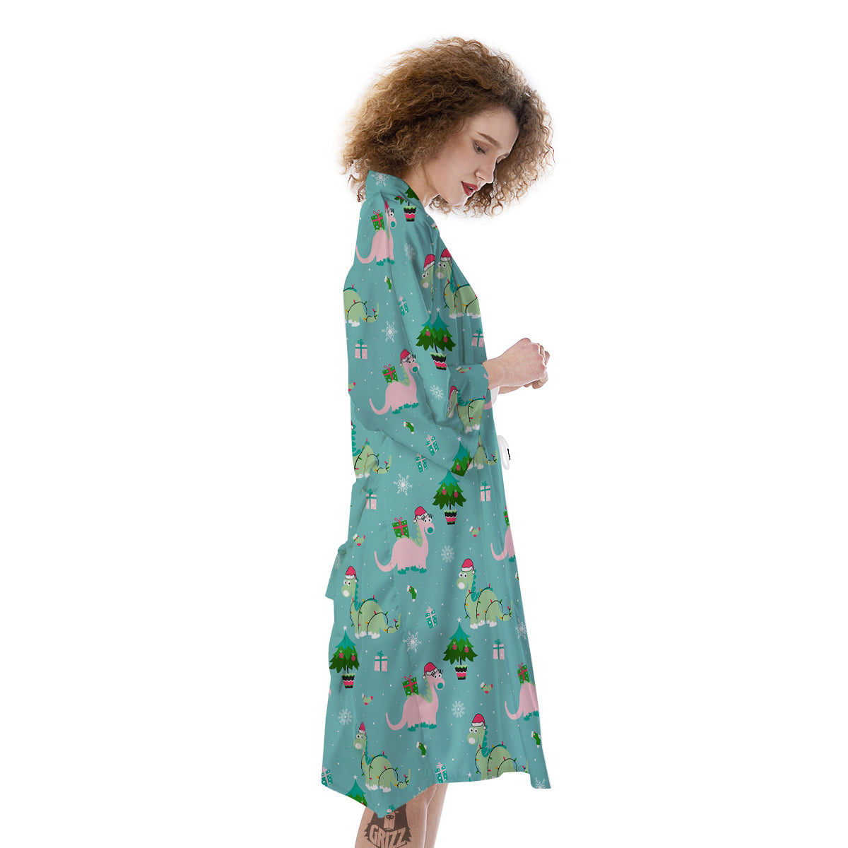 Dinosaur Xmas Print Pattern Kimono-grizzshop