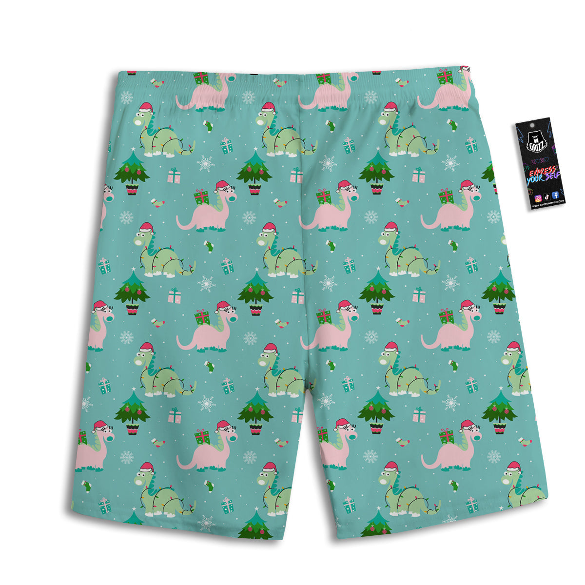 Dinosaur Xmas Print Pattern Men's Athletic Shorts