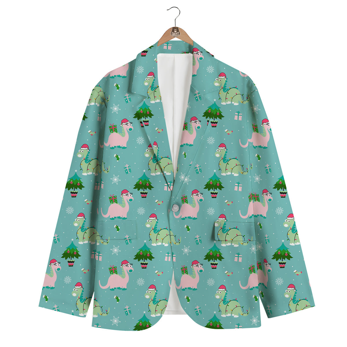 Dinosaur Xmas Print Pattern Men's Blazer-grizzshop