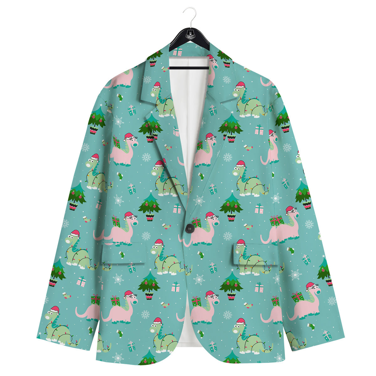 Dinosaur Xmas Print Pattern Men's Sport Coat-grizzshop