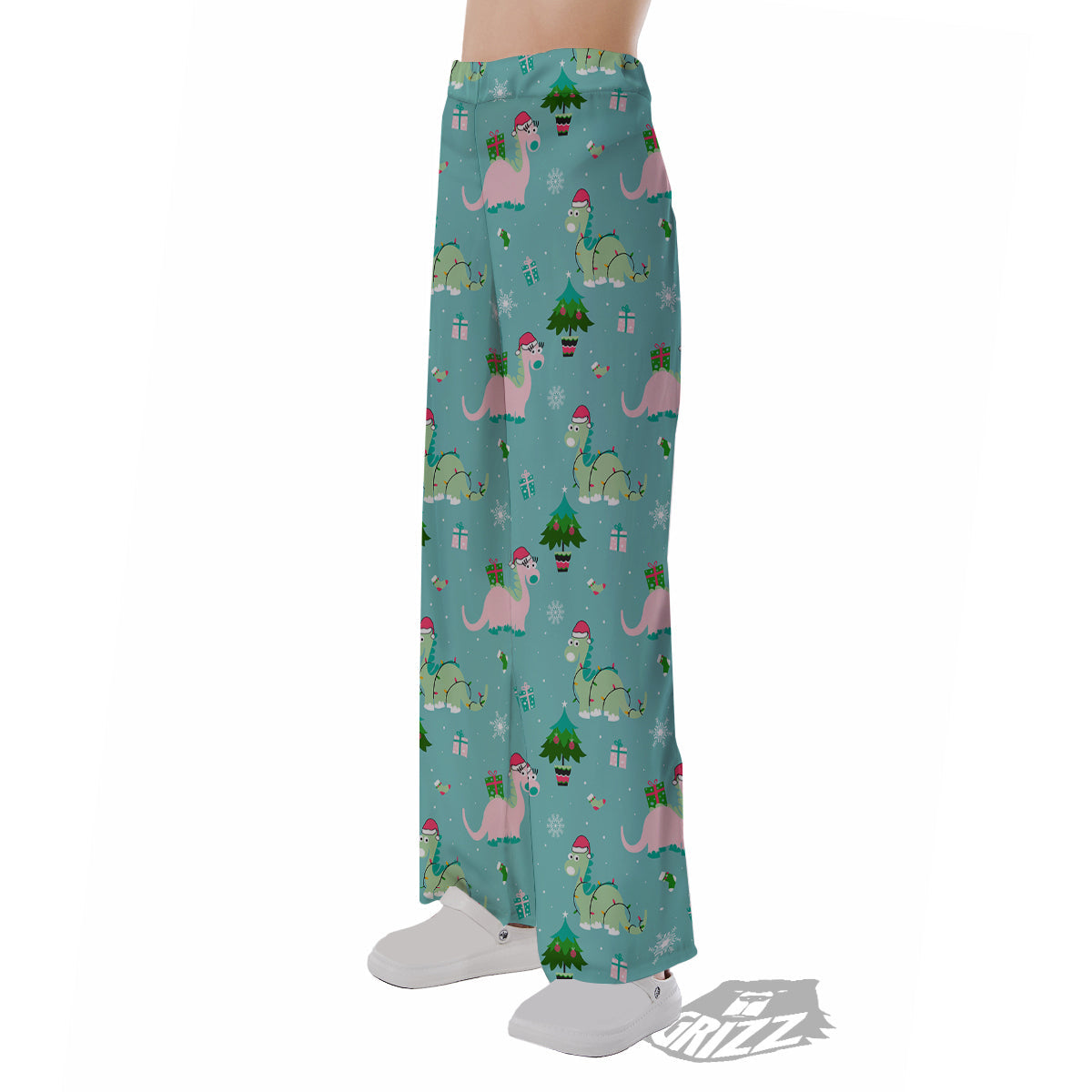 Dinosaur Xmas Print Pattern Pajama Pants-grizzshop