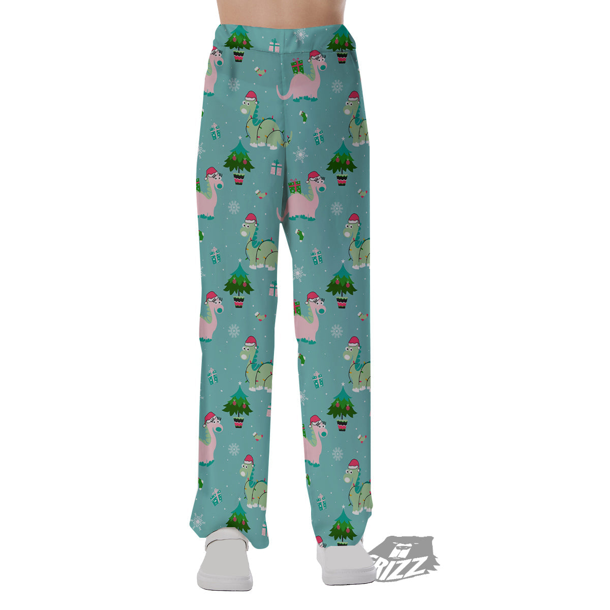 Dinosaur Xmas Print Pattern Pajama Pants-grizzshop