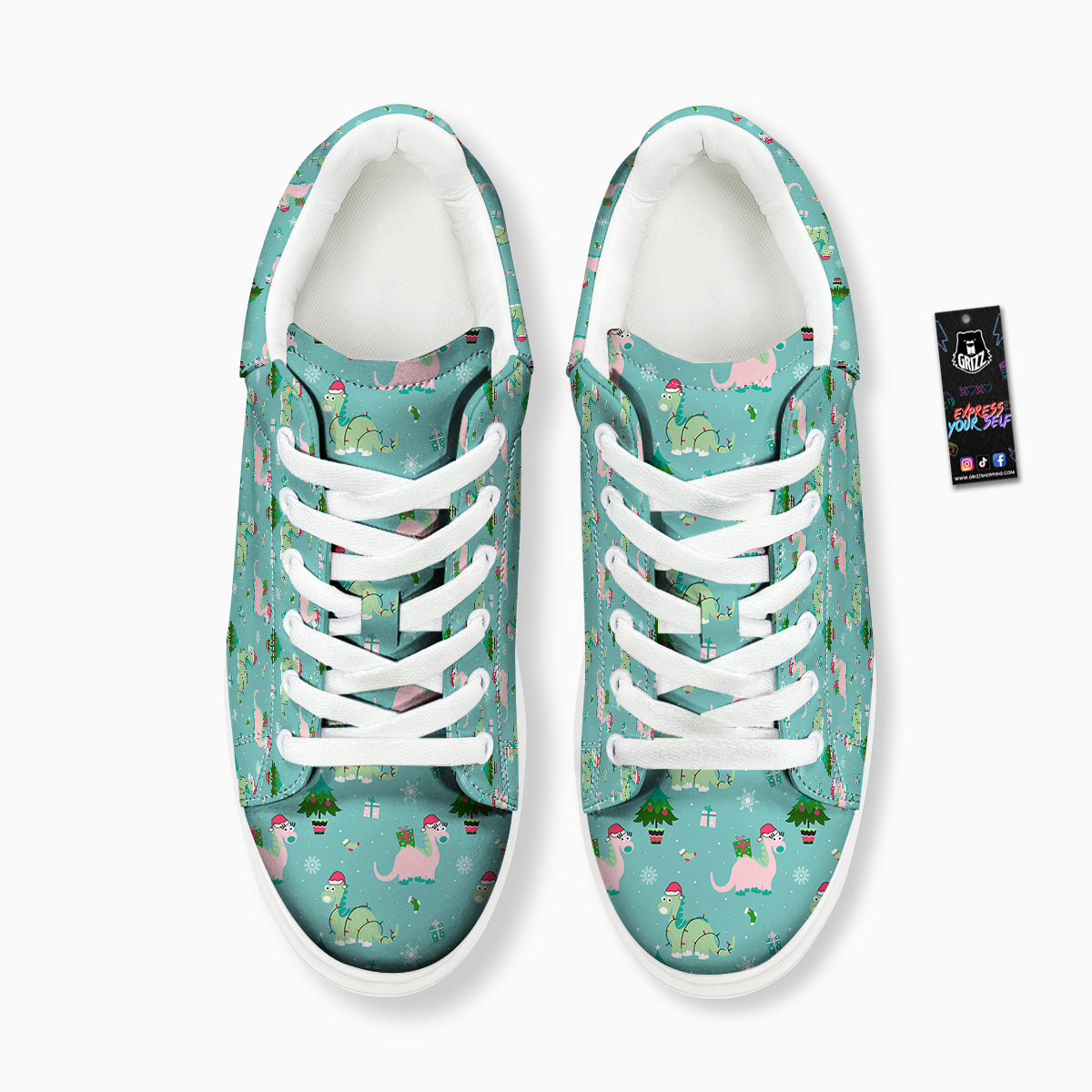 Dinosaur Xmas Print Pattern Platform Shoes-grizzshop