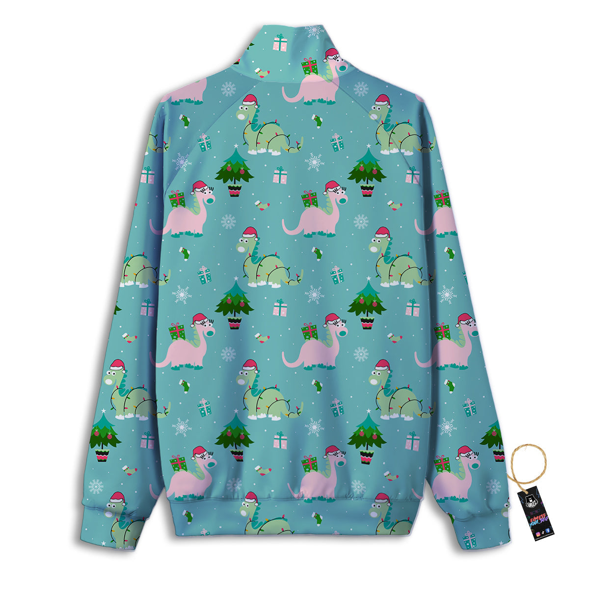 Dinosaur Xmas Print Pattern Track Jacket-grizzshop