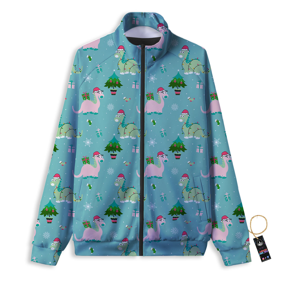 Dinosaur Xmas Print Pattern Track Jacket-grizzshop