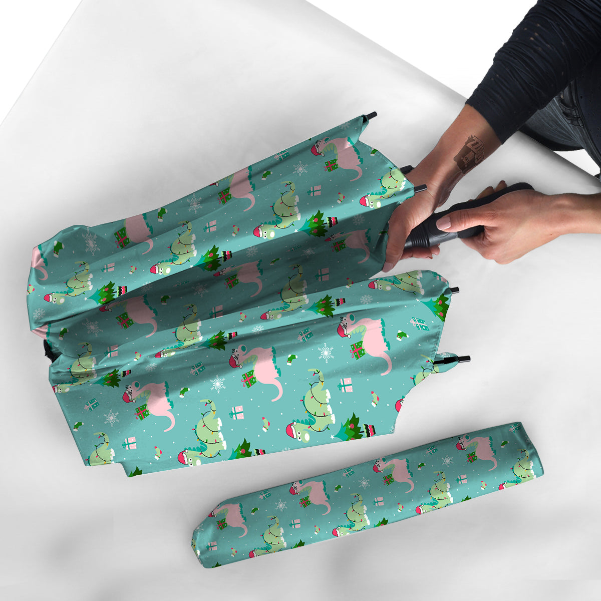 Dinosaur Xmas Print Pattern Umbrella-grizzshop