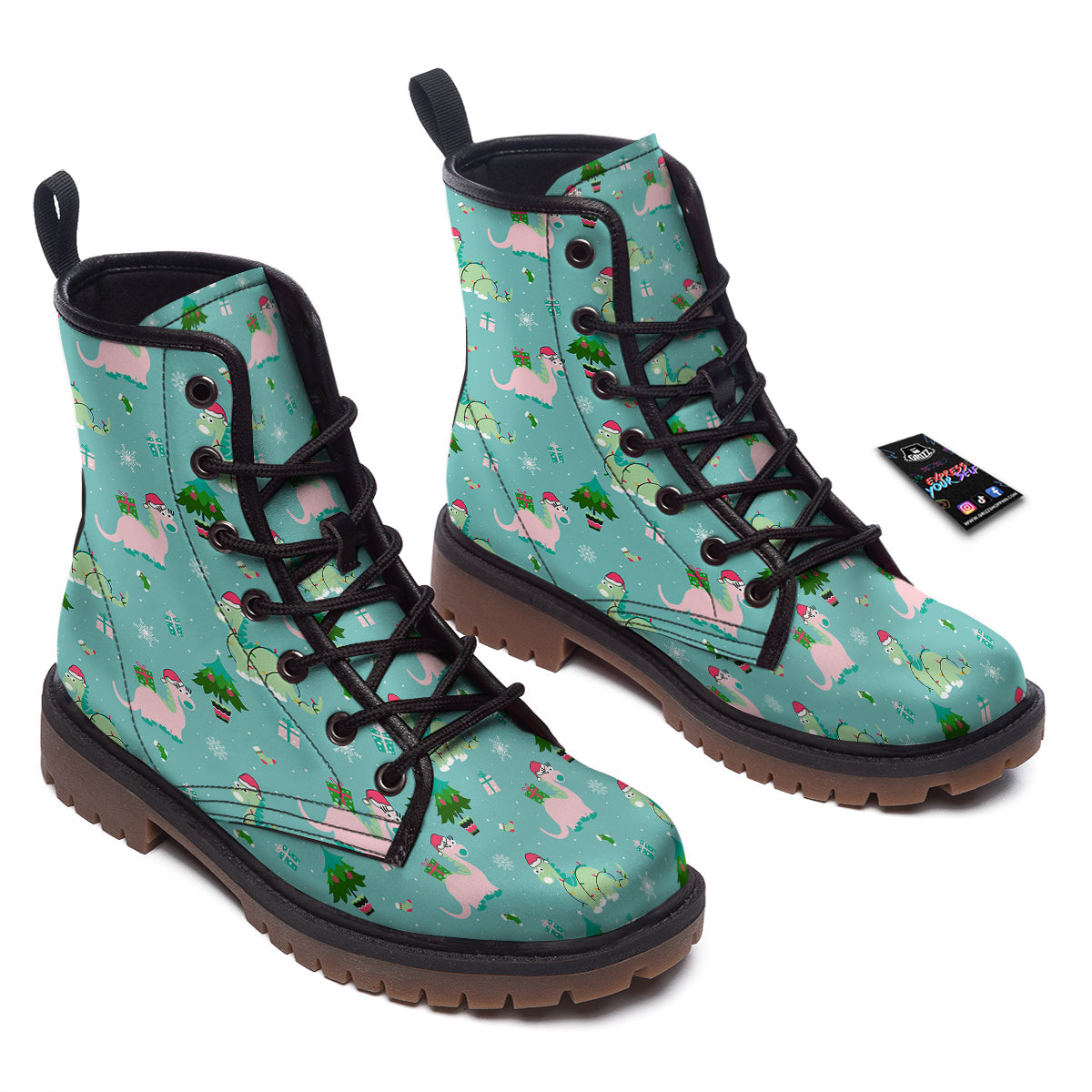 Dinosaur Xmas Print Pattern Work Boots-grizzshop