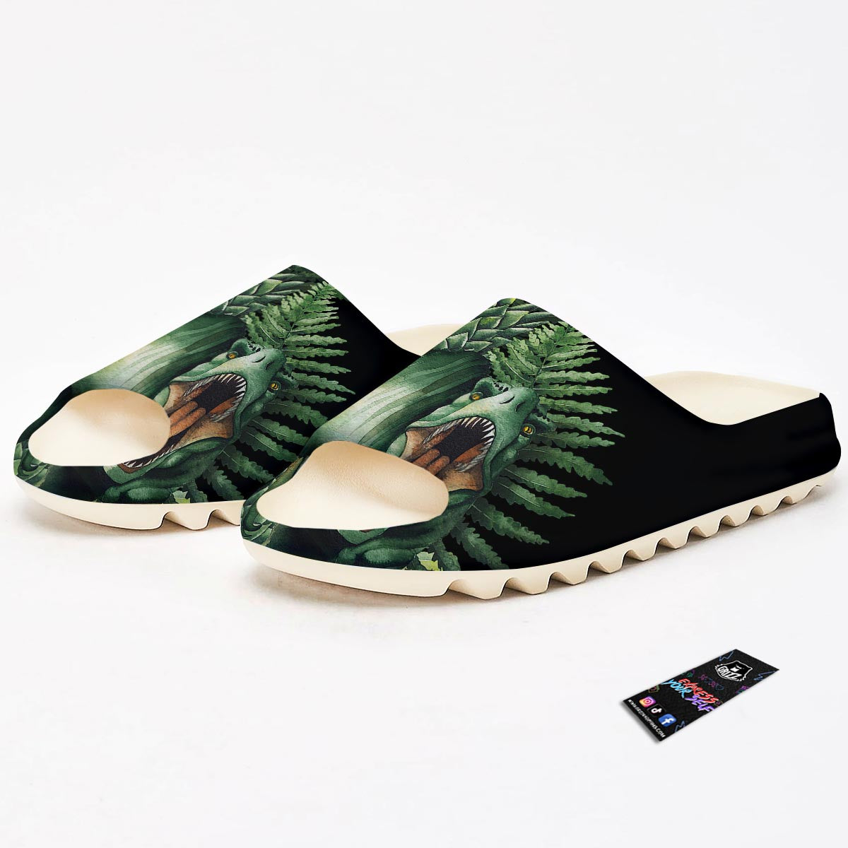 Dinosaur T Rex And Jurassic Plants Print Sandals-grizzshop