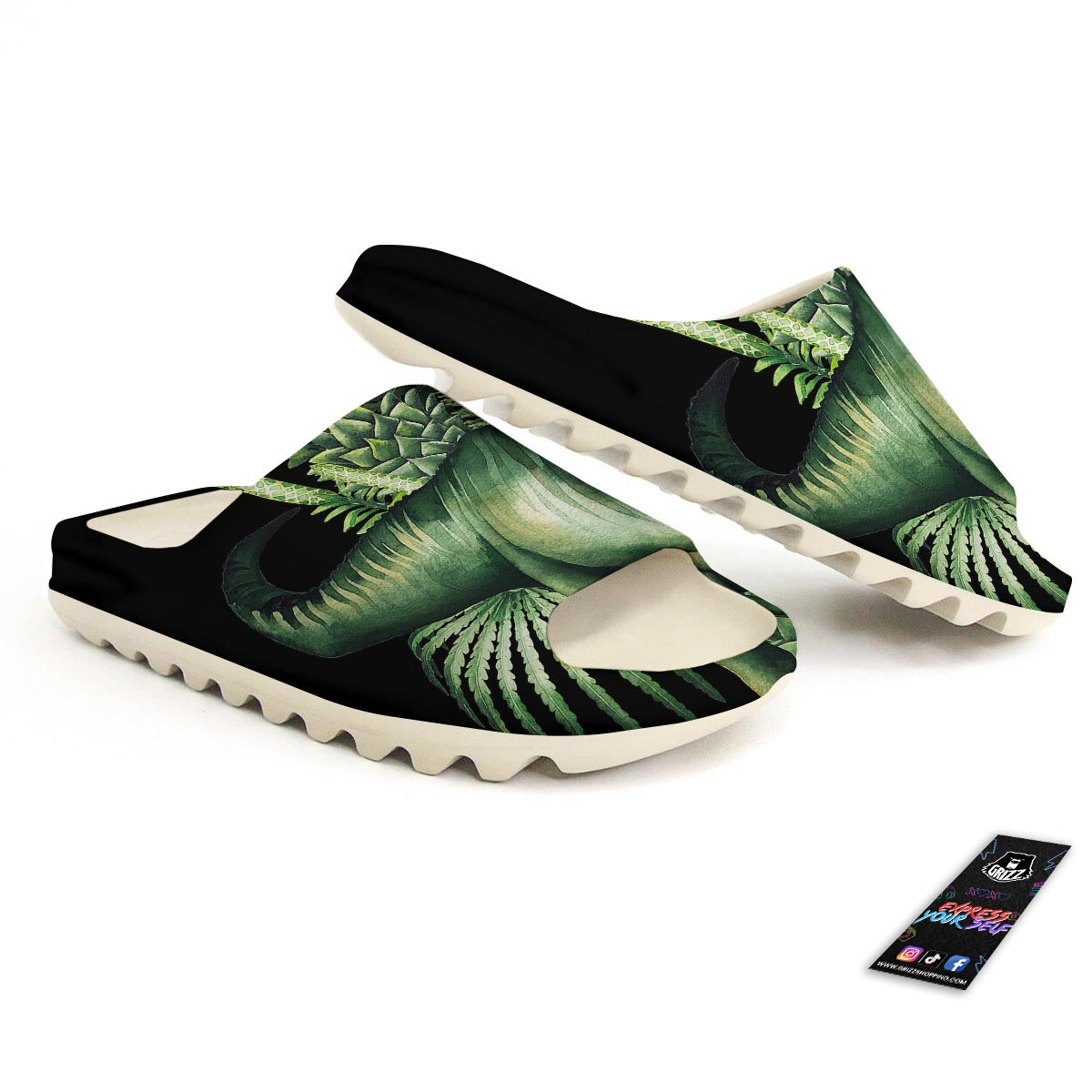 Dinosaur T Rex And Jurassic Plants Print Sandals-grizzshop