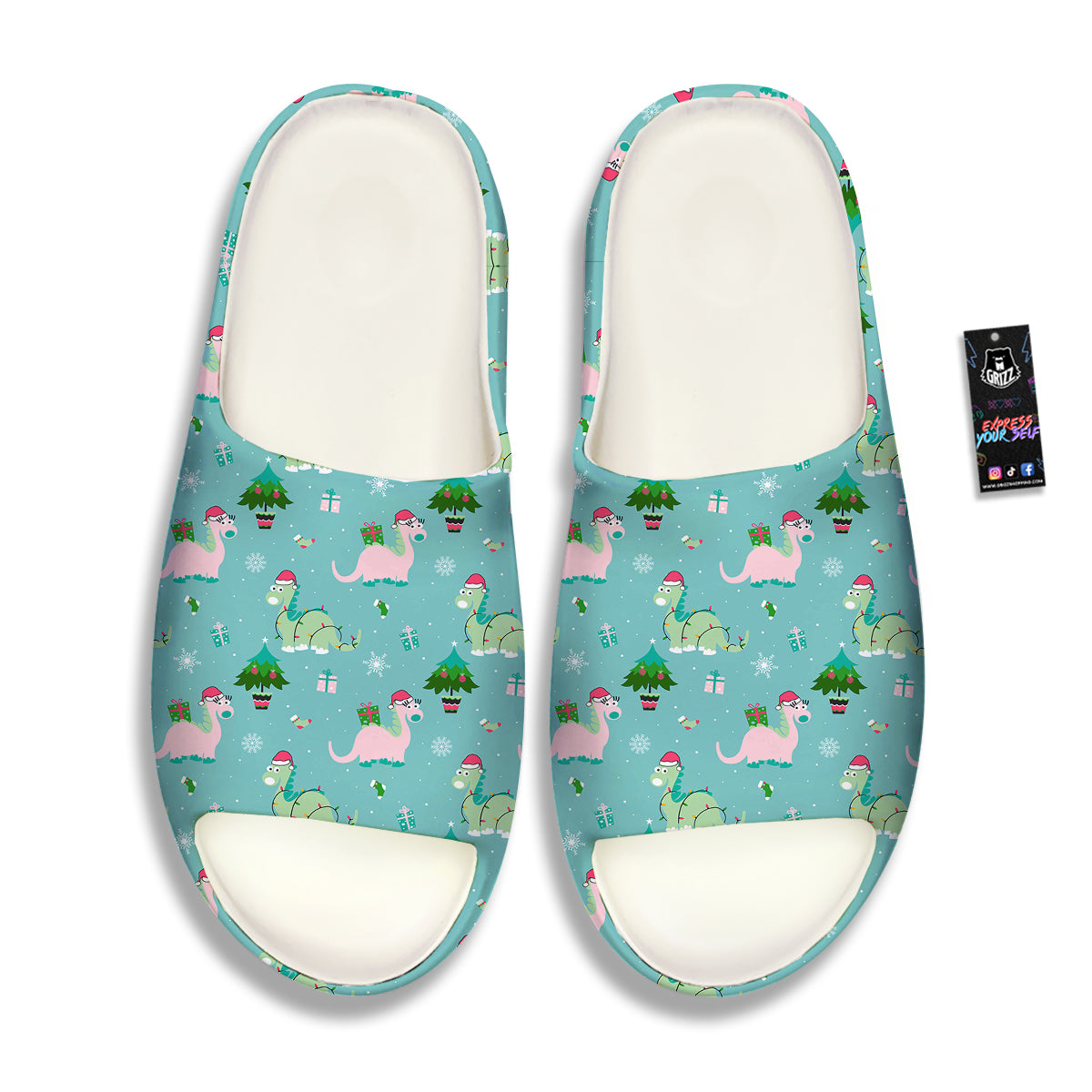 Dinosaur Xmas Print Pattern Sandals-grizzshop