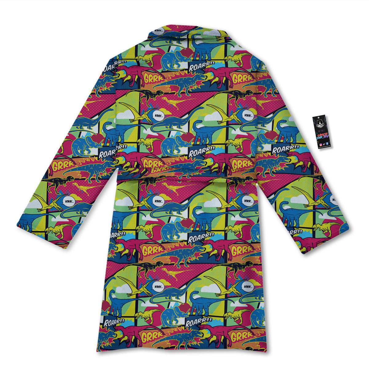 Dinosaurs Comic Print Pattern Bathrobe-grizzshop