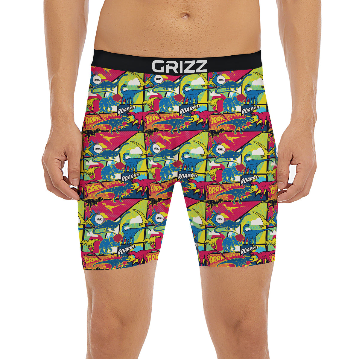 Dinosaurs Comic Print Pattern Boxer Briefs-grizzshop