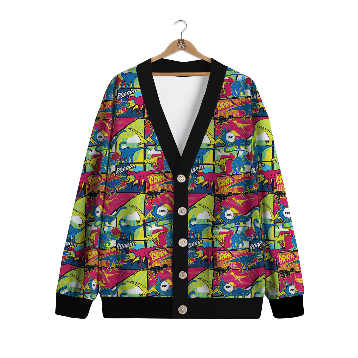 Dinosaurs Comic Print Pattern Cardigan-grizzshop