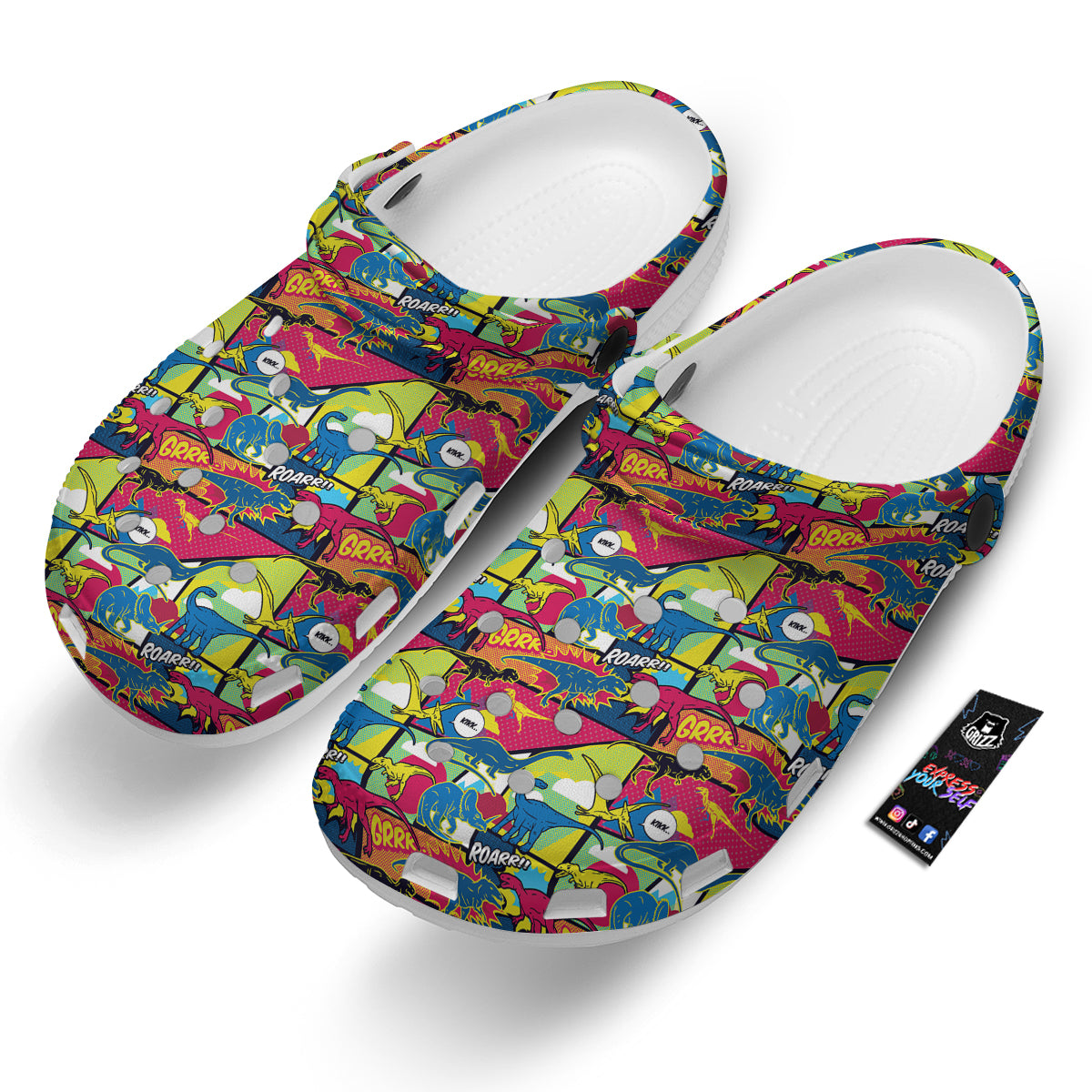 Dinosaurs Comic Print Pattern Clog-grizzshop