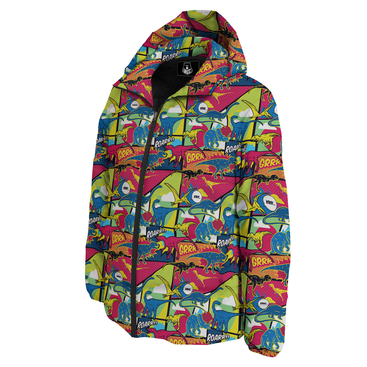 Dinosaurs Comic Print Pattern Down Jacket-grizzshop