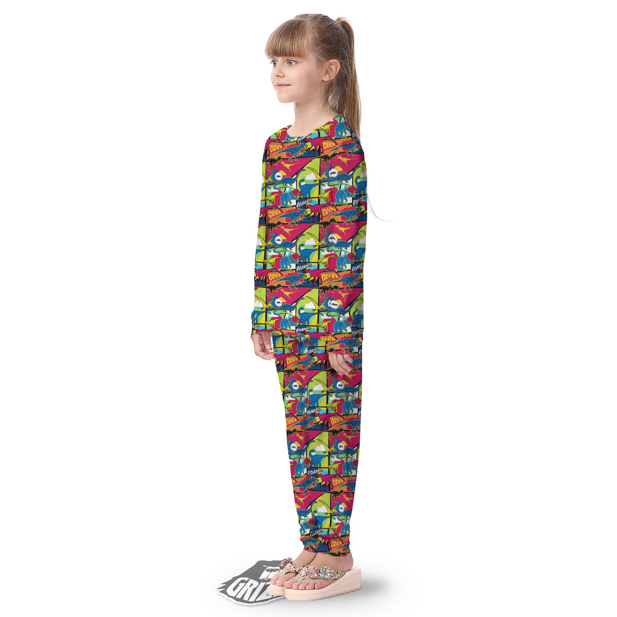Dinosaurs Comic Print Pattern Kid's Pajamas-grizzshop