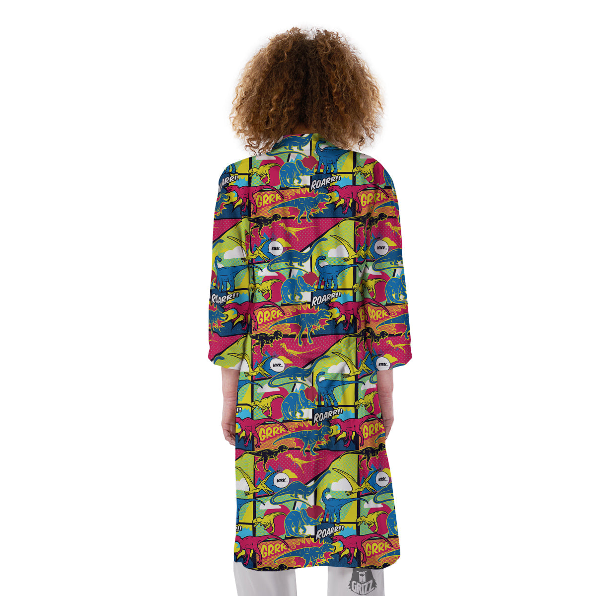 Dinosaurs Comic Print Pattern Kimono-grizzshop