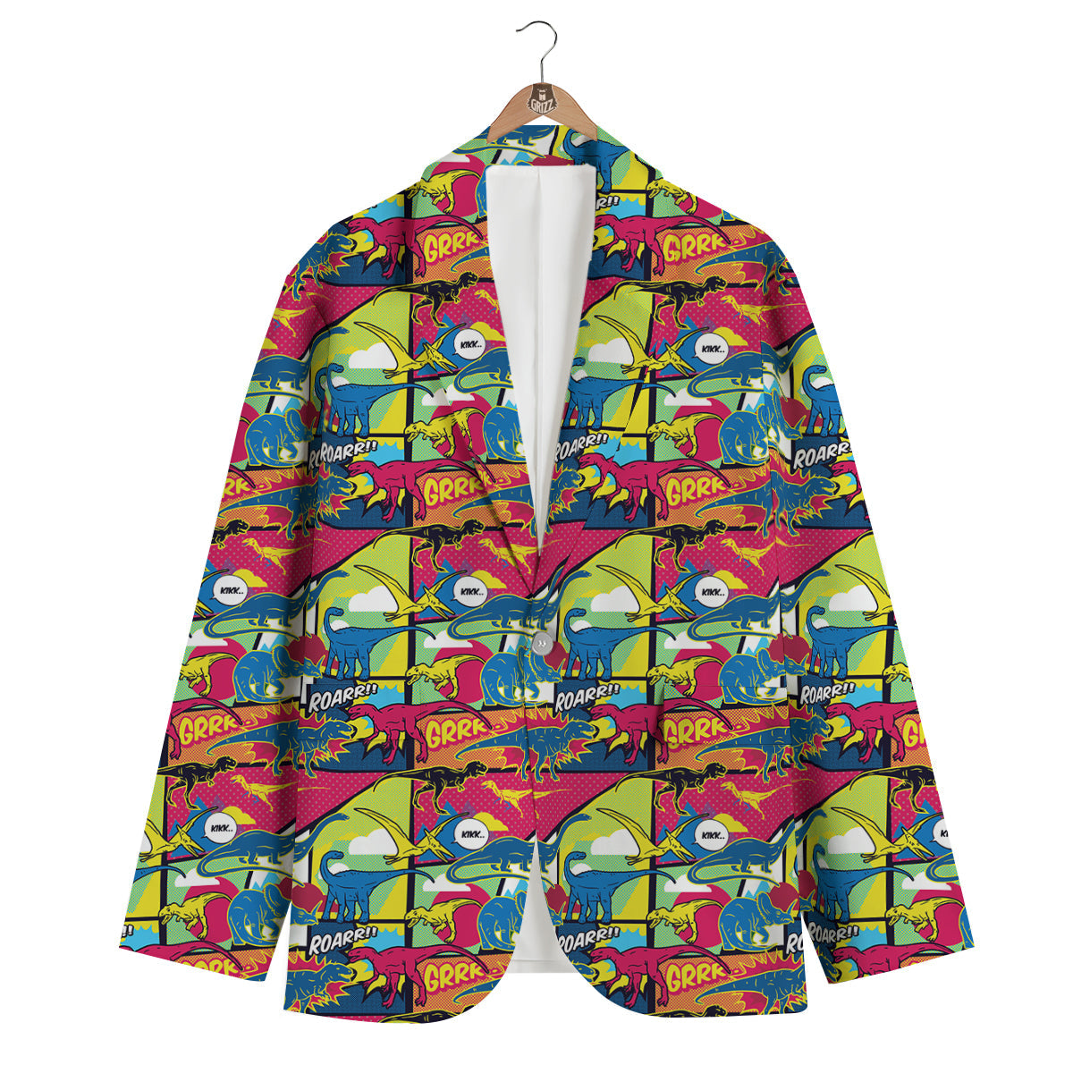 Dinosaurs Comic Print Pattern Men's Blazer-grizzshop