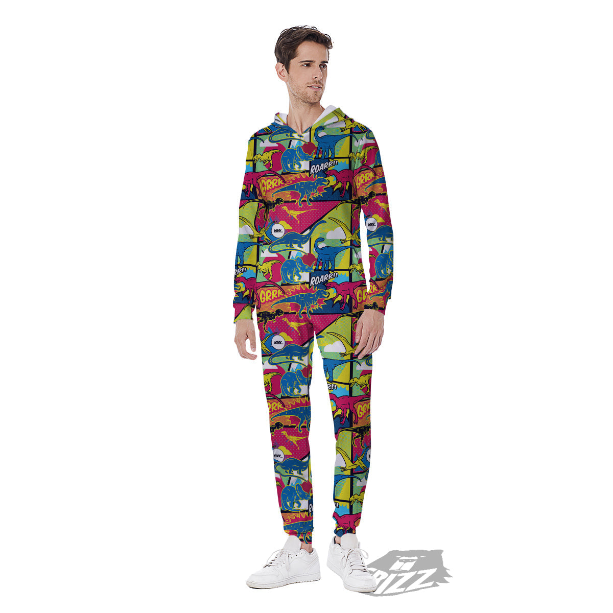 Dinosaurs Comic Print Pattern Men's Jumpsuit-grizzshop