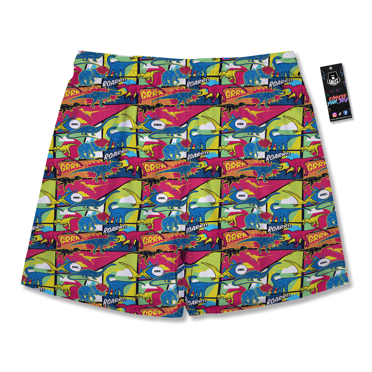 Dinosaurs Comic Print Pattern Men's Running Shorts-grizzshop
