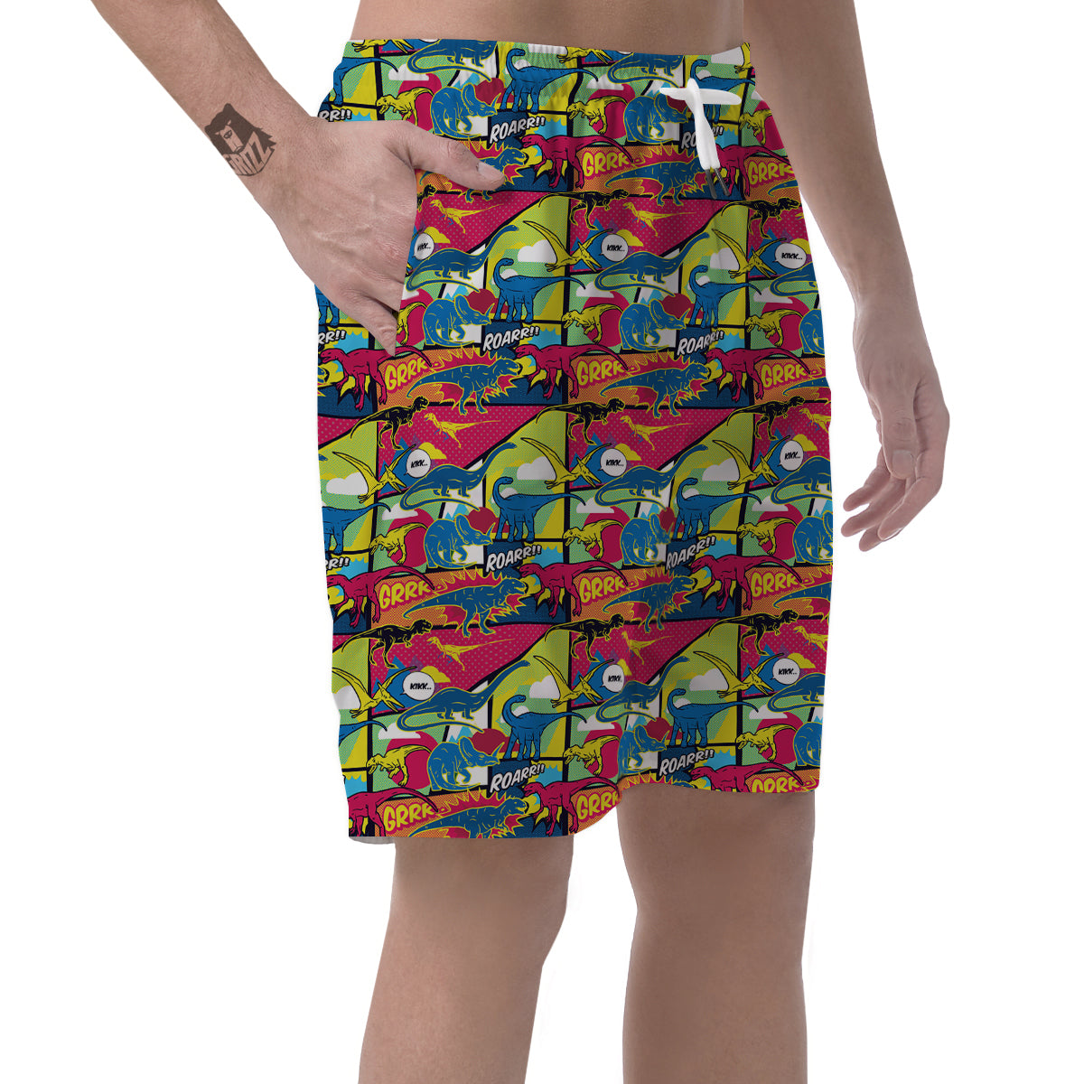 Dinosaurs Comic Print Pattern Men's Shorts-grizzshop