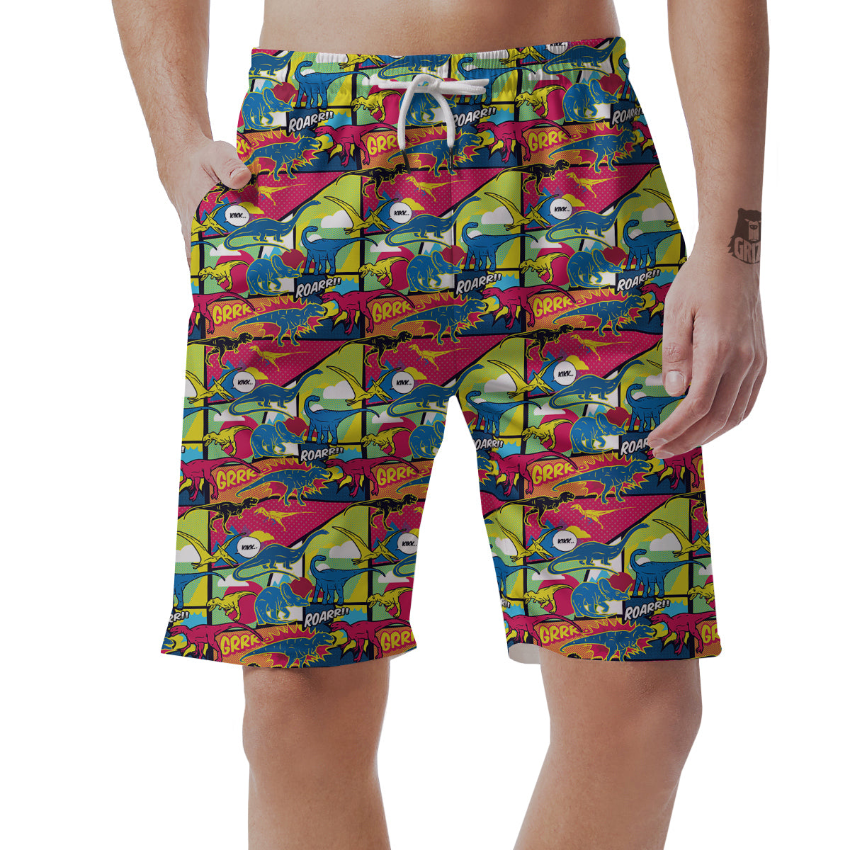 Dinosaurs Comic Print Pattern Men's Shorts-grizzshop