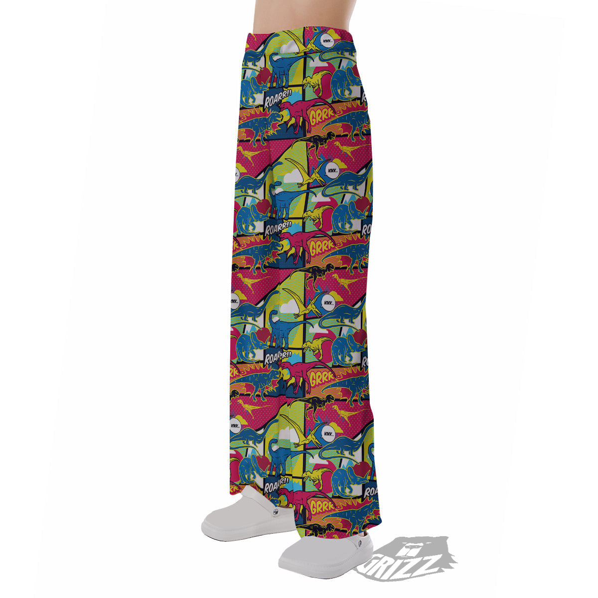 Dinosaurs Comic Print Pattern Pajama Pants-grizzshop