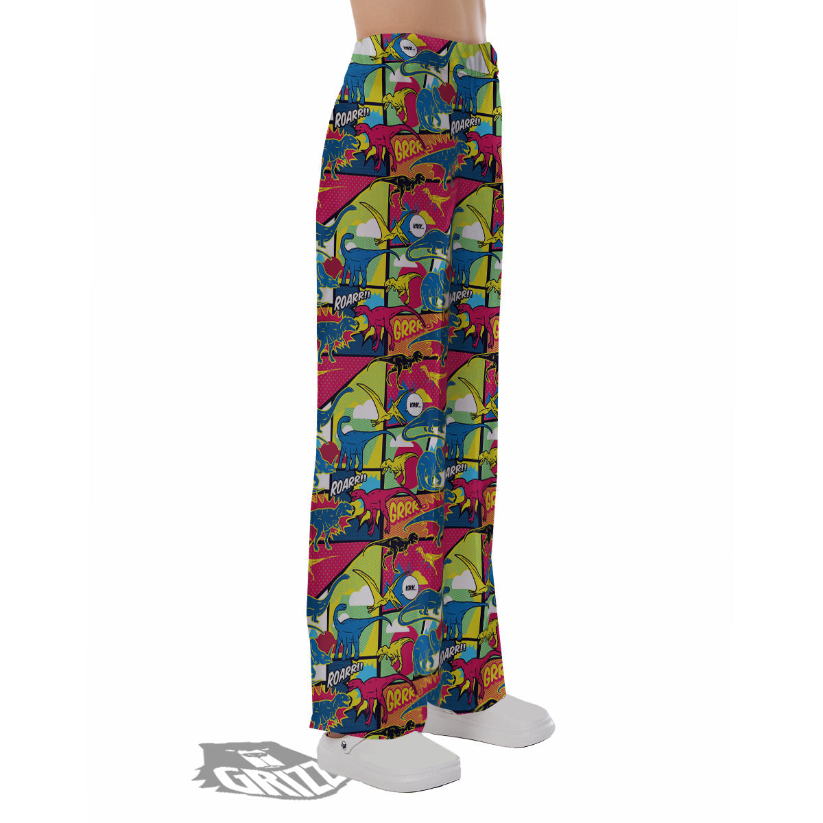 Dinosaurs Comic Print Pattern Pajama Pants-grizzshop