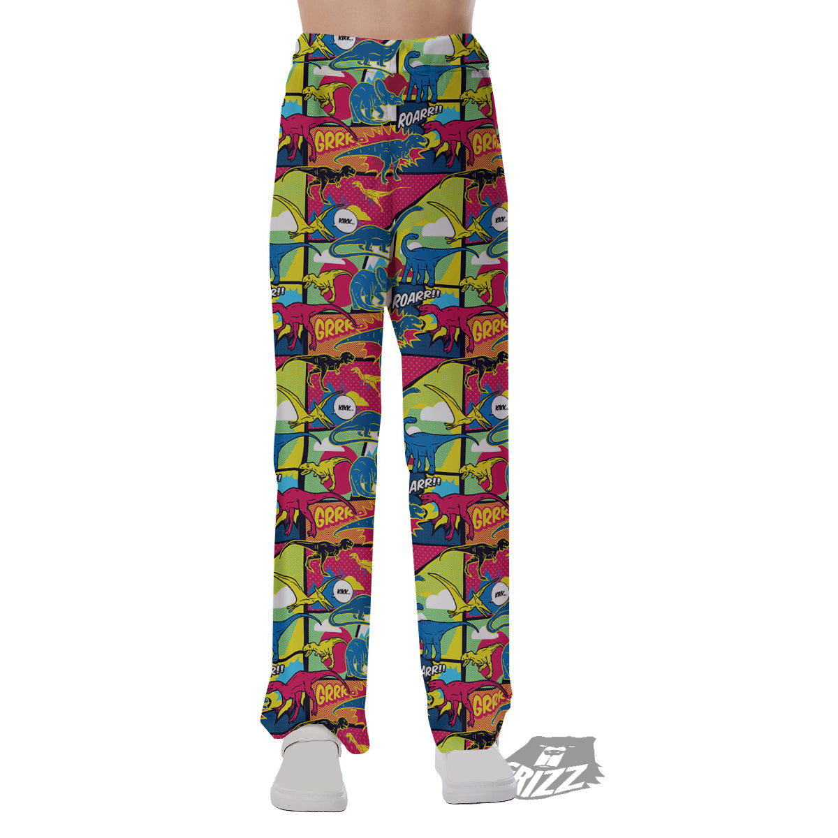 Dinosaurs Comic Print Pattern Pajama Pants-grizzshop