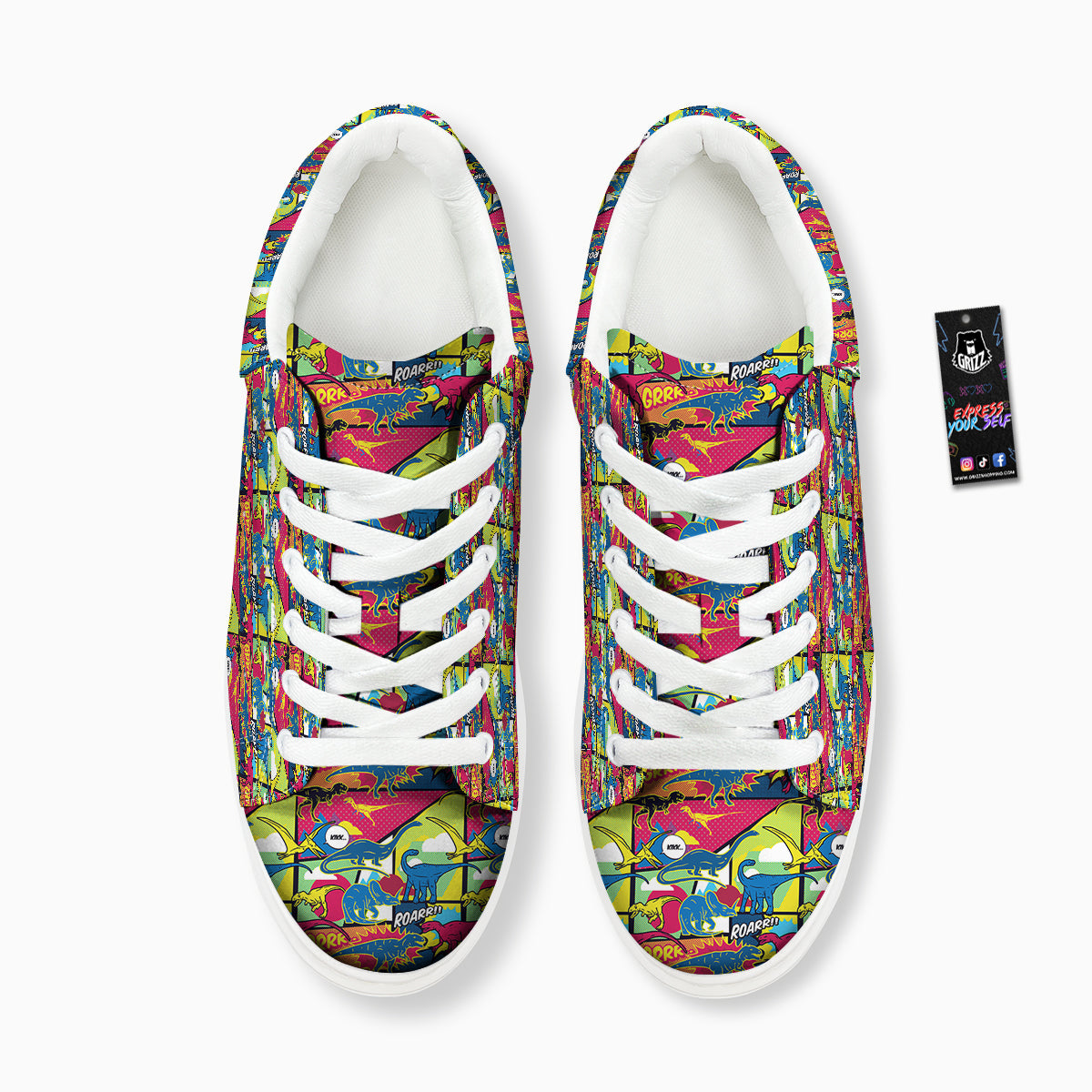 Dinosaurs Comic Print Pattern Platform Shoes-grizzshop