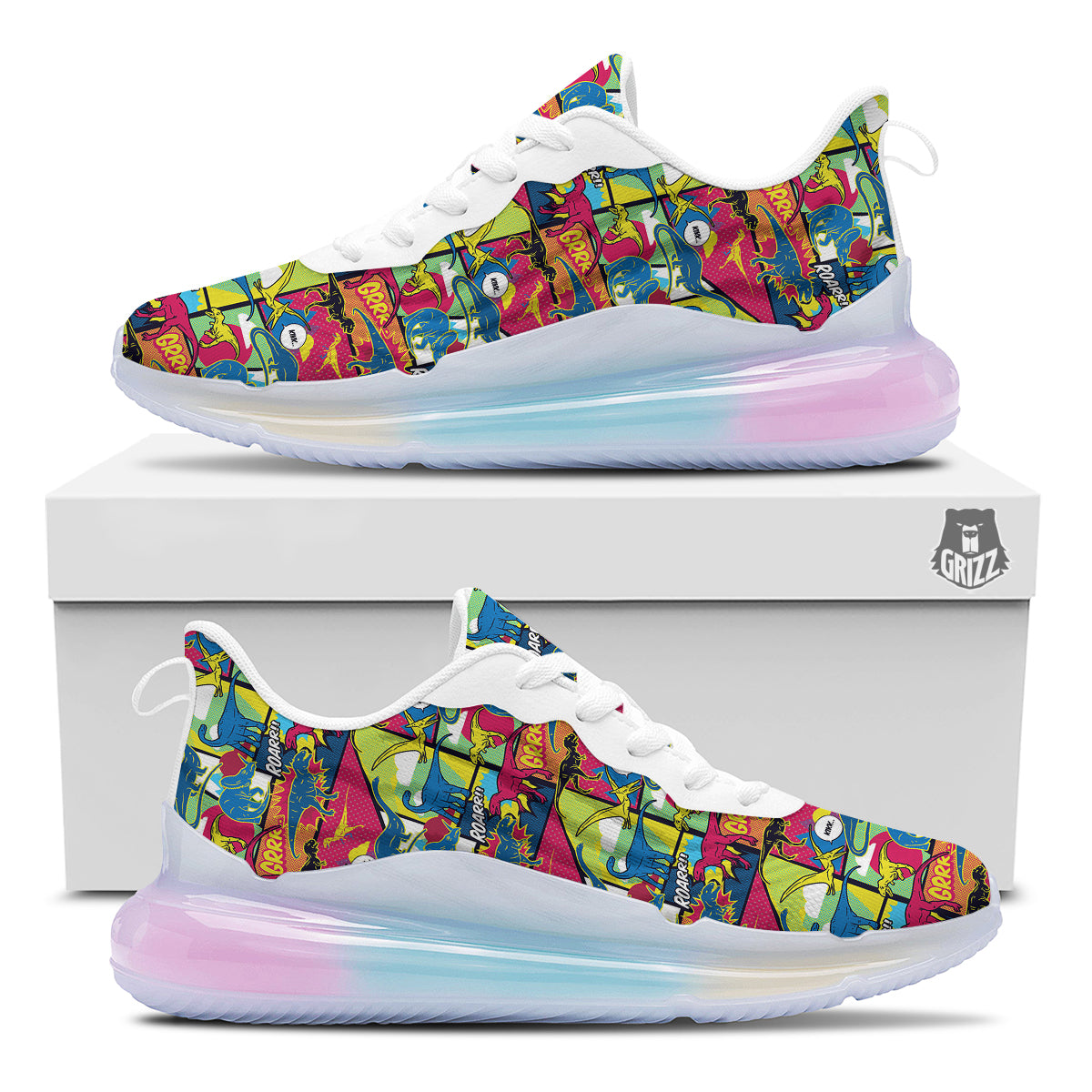 Dinosaurs Comic Print Pattern Running Sneakers-grizzshop