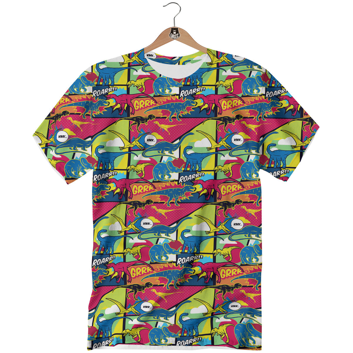 Dinosaurs Comic Print Pattern T-Shirt-grizzshop