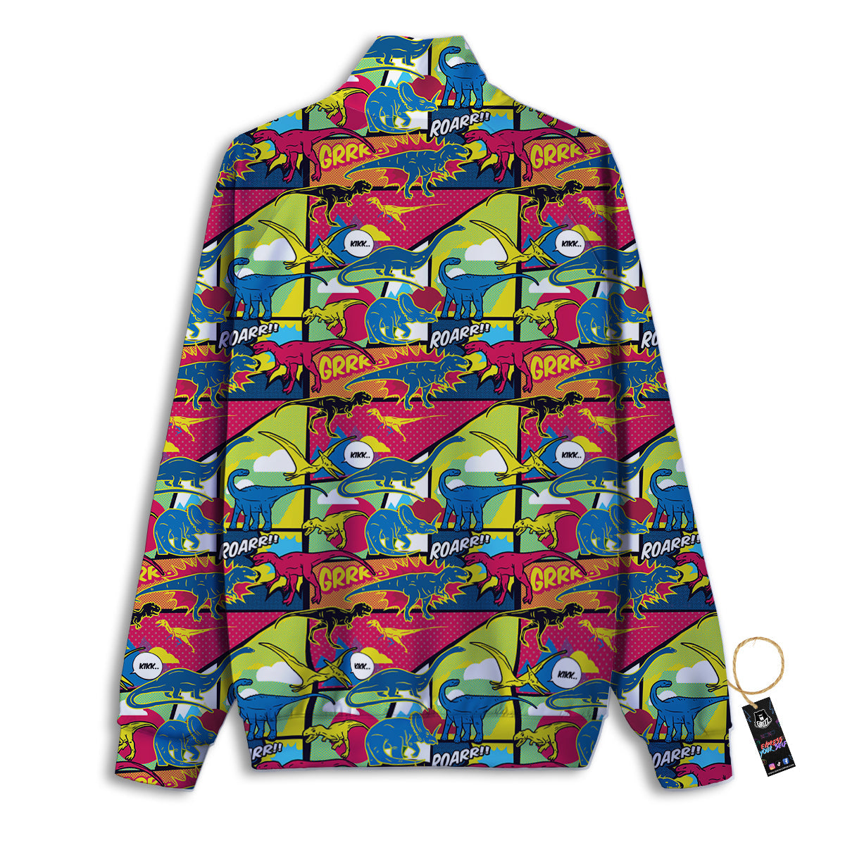 Dinosaurs Comic Print Pattern Track Jacket-grizzshop