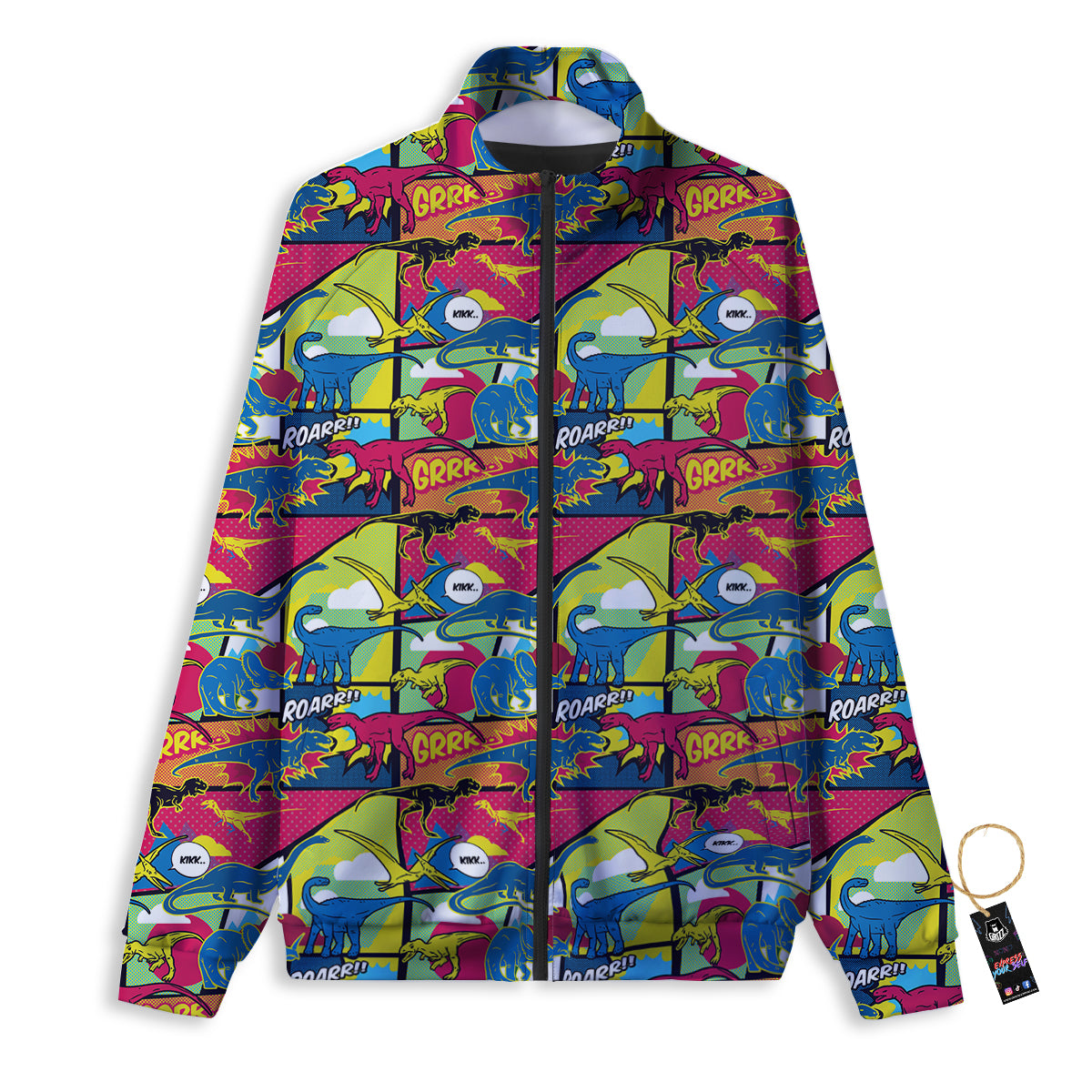 Dinosaurs Comic Print Pattern Track Jacket-grizzshop