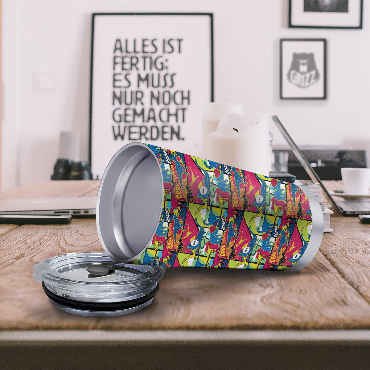 Dinosaurs Comic Print Pattern Tumbler-grizzshop
