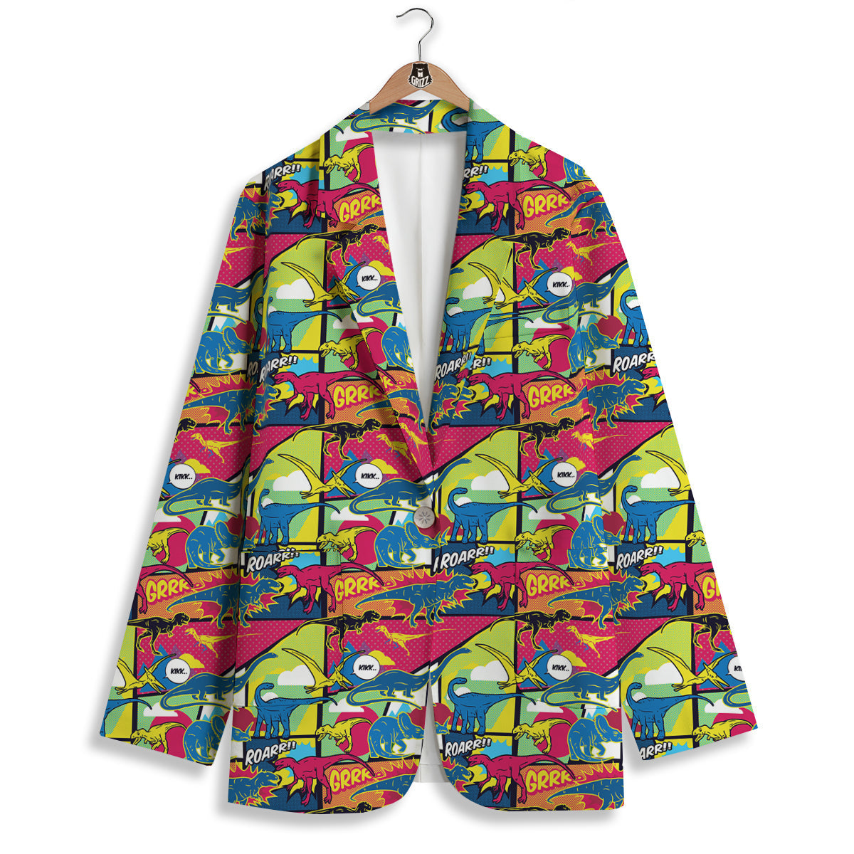 Dinosaurs Comic Print Pattern Women's Blazer-grizzshop