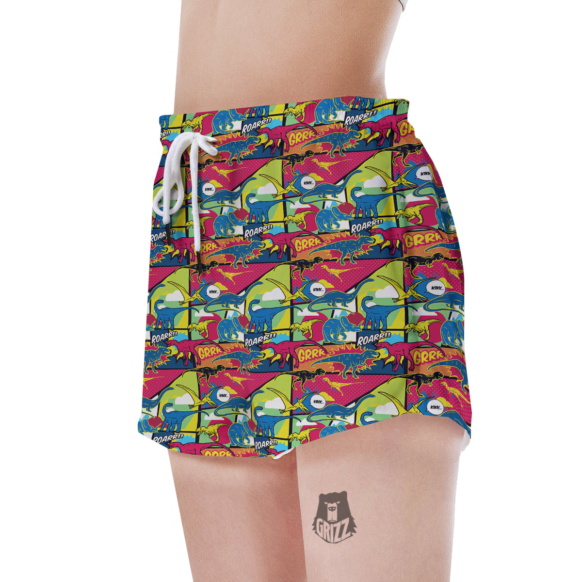 Dinosaurs Comic Print Pattern Women's Shorts-grizzshop