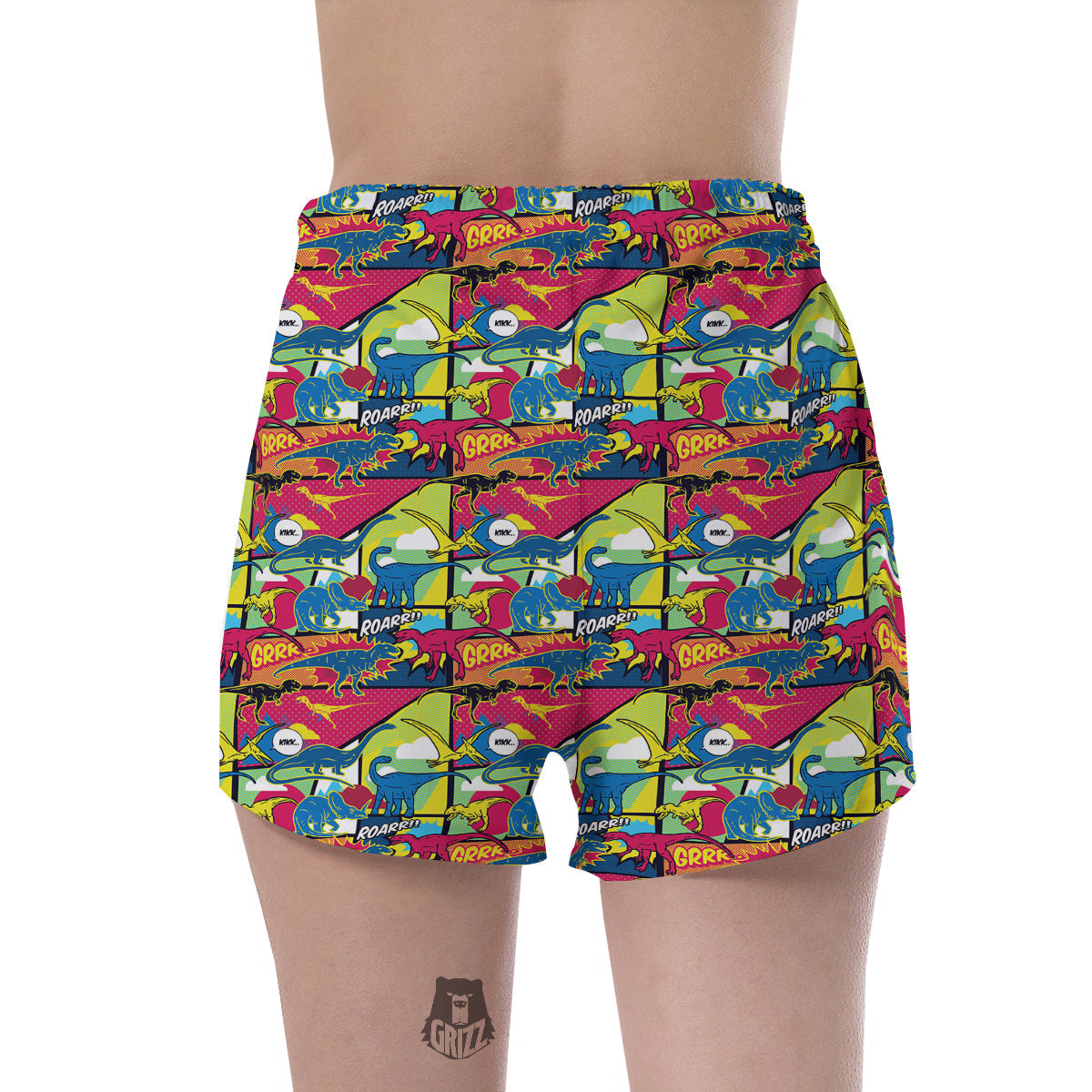 Dinosaurs Comic Print Pattern Women's Shorts-grizzshop