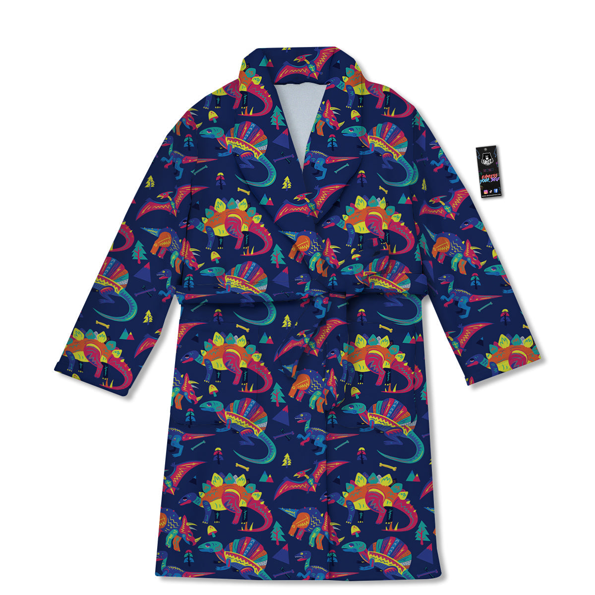 Dinosaurs Cute Colorful Print Pattern Bathrobe-grizzshop