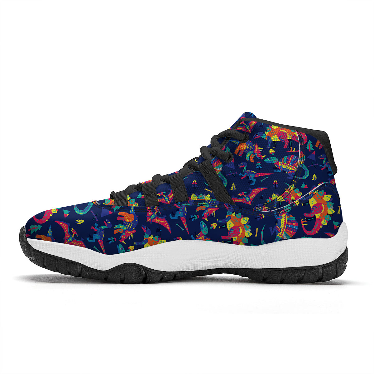Dinosaurs Cute Colorful Print Pattern Black Bball Shoes-grizzshop