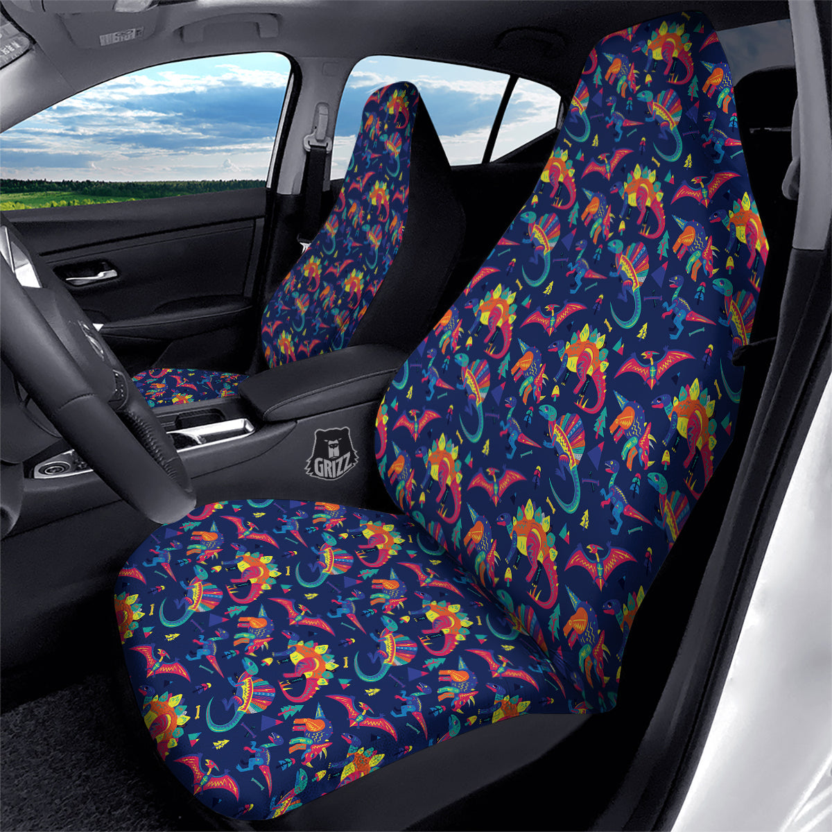 Dinosaurs Cute Colorful Print Pattern Car Seat Covers-grizzshop